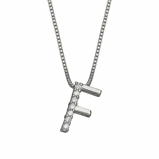 PRIMROSE Sterling Silver Cubic Zirconia Initial Pendant Necklace Silver Tone Z - Image 5