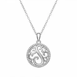 PRIMROSE Sterling Silver Cubic Zirconia Initial Pendant Necklace