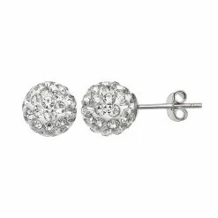 PRIMROSE Sterling Silver Crystal Ball Stud Earrings