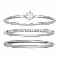 PRIMROSE Cubic Zirconia Trio Ring Set Sterling