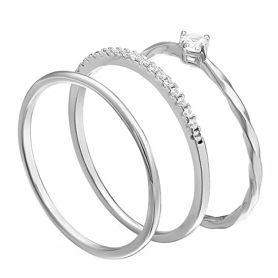 PRIMROSE Cubic Zirconia Trio Ring Set Sterling - Image 2