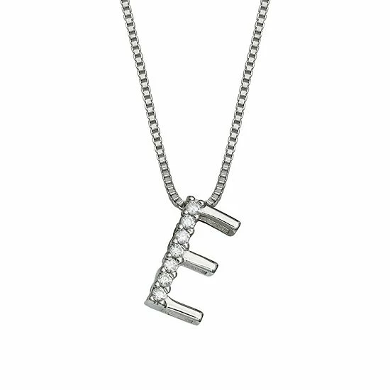 PRIMROSE Sterling Silver Cubic Zirconia Initial Pendant Necklace Silver Tone Z - Image 6
