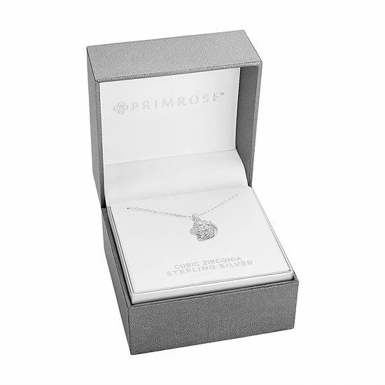 PRIMROSE Sterling Silver Cubic Zirconia Love Knot Pendant Necklace - Image 2