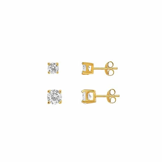 PRIMROSE Sterling Silver Graduated Cubic Zirconia Stud Earring Set - Image 3