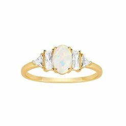 PRIMROSE Cubic Zirconia & Opal Ring Rose Gold Tone
