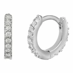 PRIMROSE Sterling Silver Cubic Zirconia Huggie Hoop Earrings