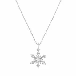 PRIMROSE Sterling Silver Cubic Zirconia Snowflake Pendant Necklace