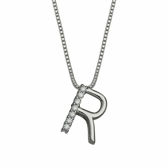 PRIMROSE Sterling Silver Cubic Zirconia Initial Pendant Necklace Silver Tone Z - Image 7