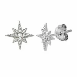 PRIMROSE Sterling Silver Cubic Zirconia Star Stud Earrings