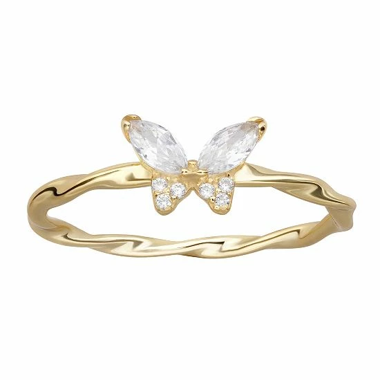 PRIMROSE Sterling Silver Cubic Zirconia Butterfly Ring - Image 4