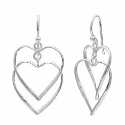 PRIMROSE Sterling Silver Double Heart Drop Earrings