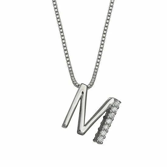 PRIMROSE Sterling Silver Cubic Zirconia Initial Pendant Necklace Silver Tone Z - Image 8