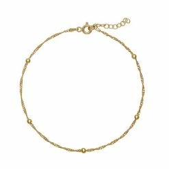 PRIMROSE Sterling Silver Bead Anklet Gold Tone