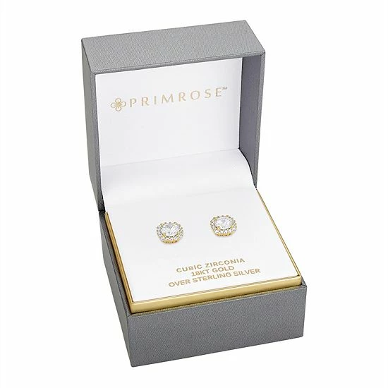 PRIMROSE 18k Gold Plated Cubic Zirconia Stud Earrings - Image 3