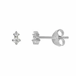 PRIMROSE Sterling Silver Graduated Cubic Zirconia Stud Earrings