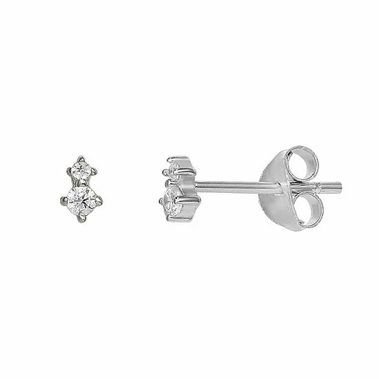 PRIMROSE Sterling Silver Graduated Cubic Zirconia Stud Earrings