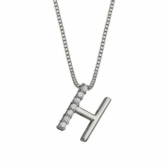 PRIMROSE Sterling Silver Cubic Zirconia Initial Pendant Necklace Silver Tone Z - Image 9