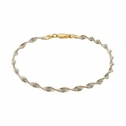 PRIMROSE Two Tone Sterling Silver Butterfly Twist Chain Bracelet