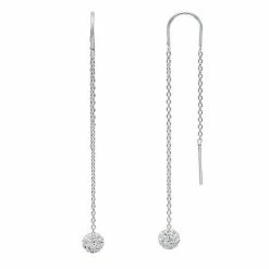 PRIMROSE Curve Wire Bar Crystal Ball Drop Earrings