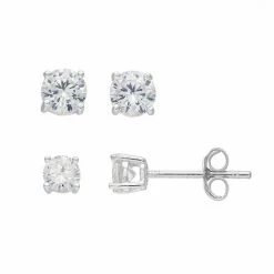 PRIMROSE Sterling Silver Cubic Zirconia Stud Earring Set