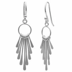 PRIMROSE Sterling Silver Graduated Linear Drop Earrings