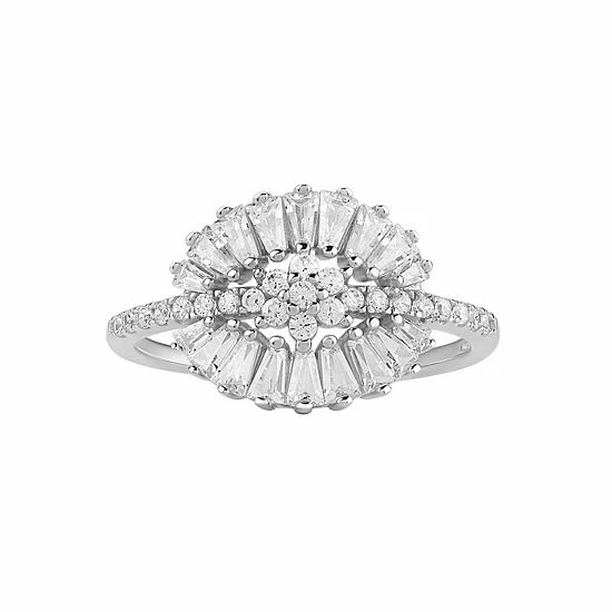 PRIMROSE Sterling Silver Cubic Zirconia Flower Ring