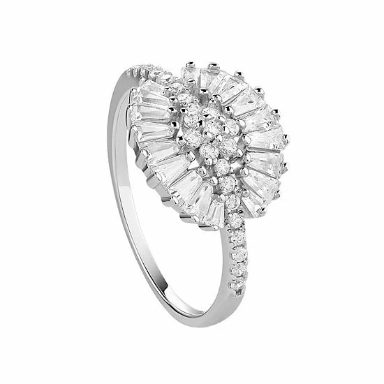 PRIMROSE Sterling Silver Cubic Zirconia Flower Ring - Image 2