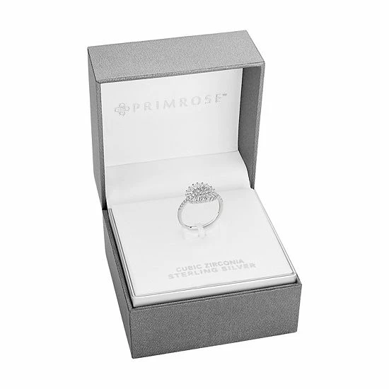 PRIMROSE Sterling Silver Cubic Zirconia Flower Ring - Image 3