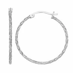 PRIMROSE Sterling Silver Textured Hoop Earrings