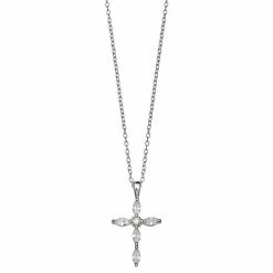 PRIMROSE Sterling Silver Cubic Zirconia Cross Pendant Necklace