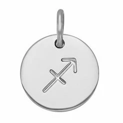 PRIMROSE Sterling Silver Etched Zodiac Disc Charm Sterling Pisces