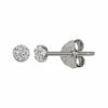 PRIMROSE Sterling Silver Cubic Zirconia Round Pave Stud Earrings