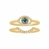 PRIMROSE Cubic Zirconia & Blue Nano Evil Eye Ring & Shadow Band Duo Set