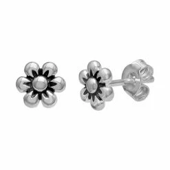 PRIMROSE Sterling Silver Oxidized Flower Earring
