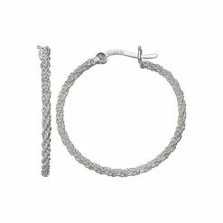 PRIMROSE Sterling Silver Twisted Rope Hoop Earrings