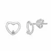PRIMROSE 18k Gold Over Silver Cubic Zirconia Open Heart Stud Earrings Sterling Silver