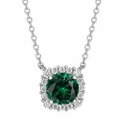 PRIMROSE Sterling Silver Cubic Zirconia Halo Pendant Necklace May