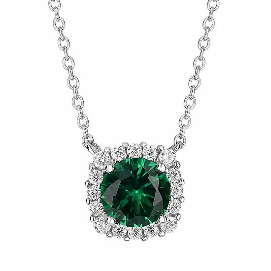 PRIMROSE Sterling Silver Cubic Zirconia Halo Pendant Necklace May
