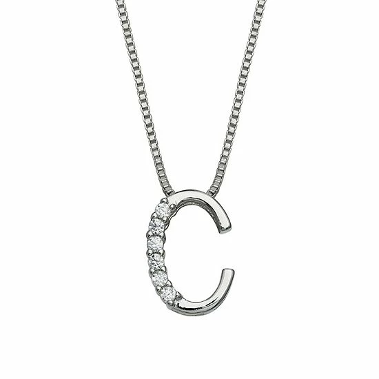 PRIMROSE Sterling Silver Cubic Zirconia Initial Pendant Necklace Silver Tone Z